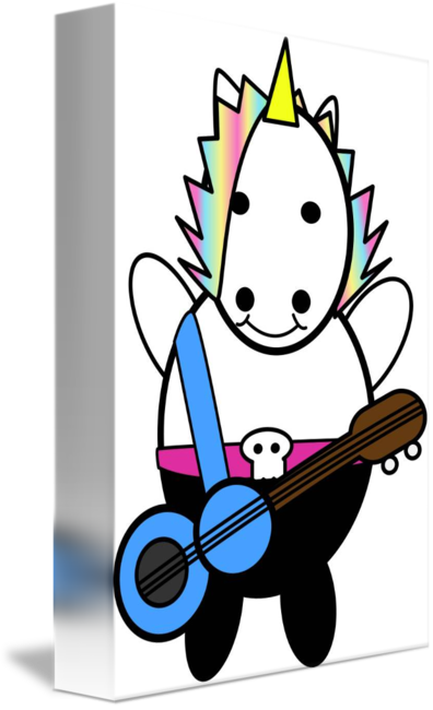 Unicorn Kawaii Punk Bassist By Valerie Waters - Unicornio Punk (396x650)