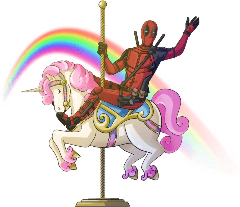 Kawaii Unicorn Coloring Page - Deadpool Pony Gif (975x820)