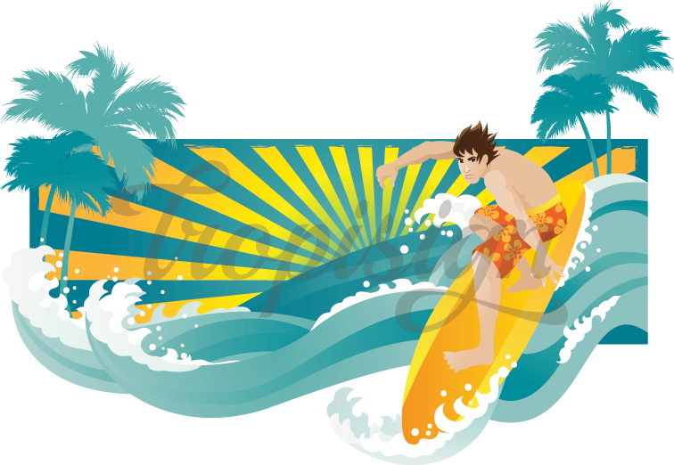 Surfer Male Tropisign A Collection Of Tropical - Illustration (756x522)