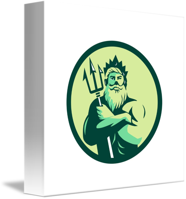 Triton Arms Crossed Trident Circle Retro By Aloysius - Triton Vector (606x650)