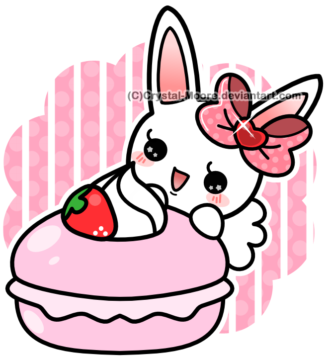 Strawberry Macaron Bunny By Crystal-moore - Strawberry Macaron Bunny By Crystal-moore (695x759)