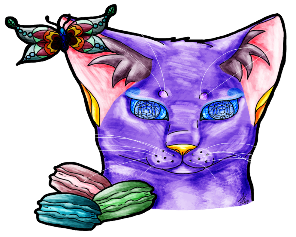 Macaron Cat By Littlevioletstar - Domestic Short-haired Cat (988x809)