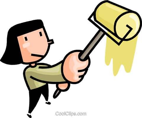 Woman Painting Royalty Free Vector Clip Art Illustration - Woman Painting Royalty Free Vector Clip Art Illustration (480x399)