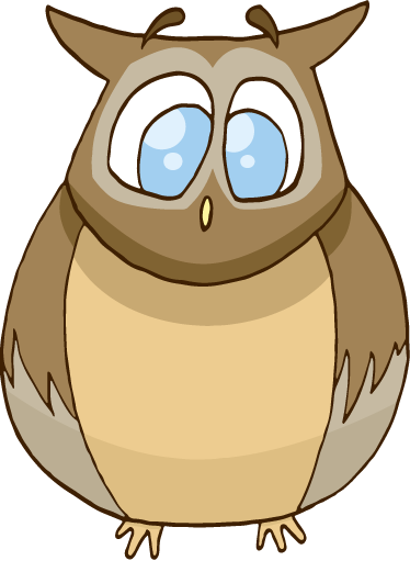 Kids Blue Owl Decal - Cartoon (374x511)