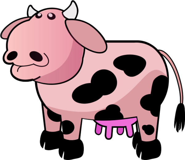 Pink Cow Cartoon Comic Vector Clip Clipart - Cow Udder Clipart (600x520)