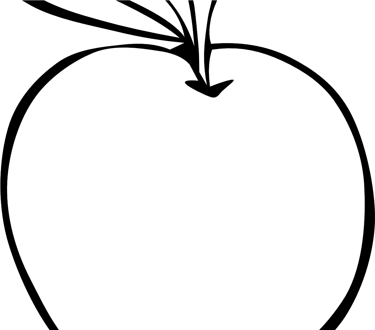 Black And White Fruit Png Library Download Huge Freebiet - Apple Outline (1331x1080)