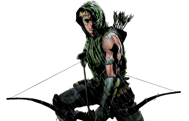 Svg Black And White Characters Comics Heroes And Villains - Green Arrow Dc Png (776x493)