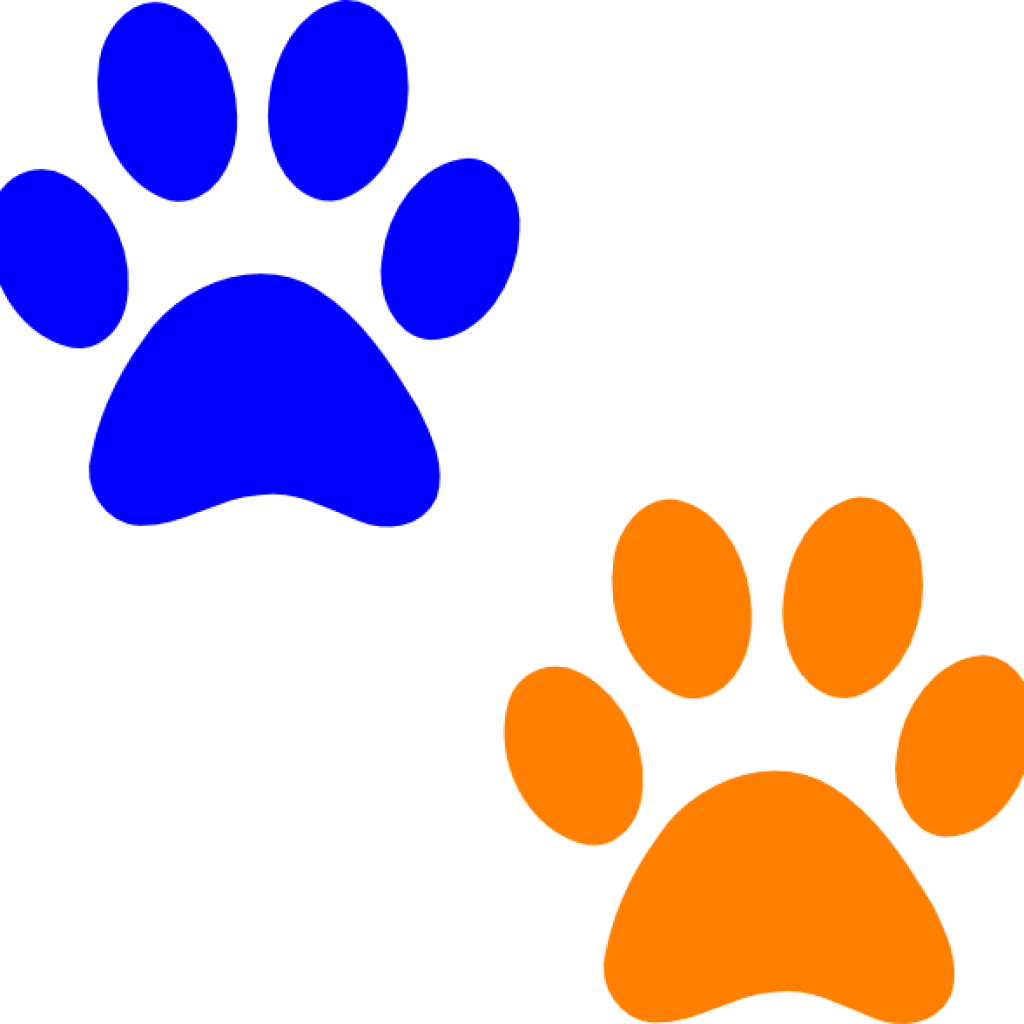 Orange Paw Print Clip Art Orange And Blue Paw Prints - Blue Paw Print Clip Art (1024x1024)