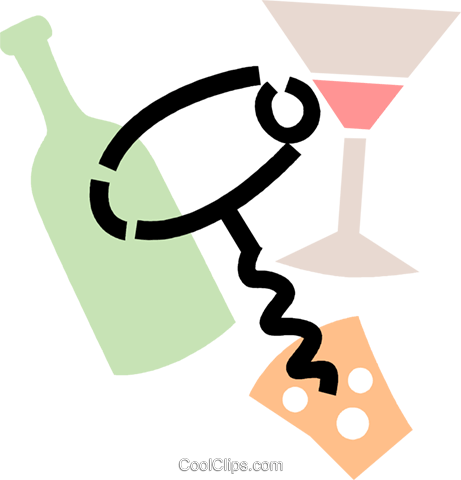 Corkscrew With Wine Bottle Royalty Free Vector Clip - Illustration (461x480)