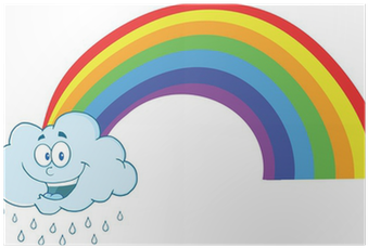 Póster Nube Que Llueve Feliz Con El Arco Iris • Pixers® - Illustration (400x400)