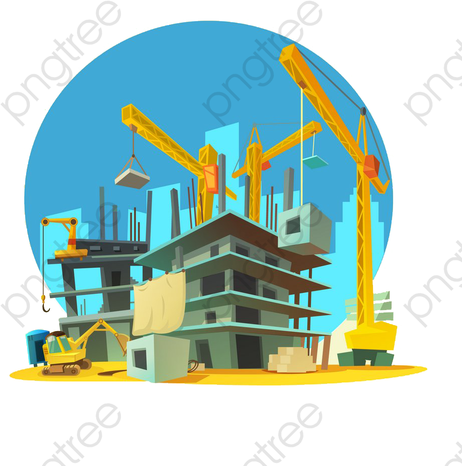 Cartoon Construction Site Png Clipart - Cartoon Building Construction (1000x1000)