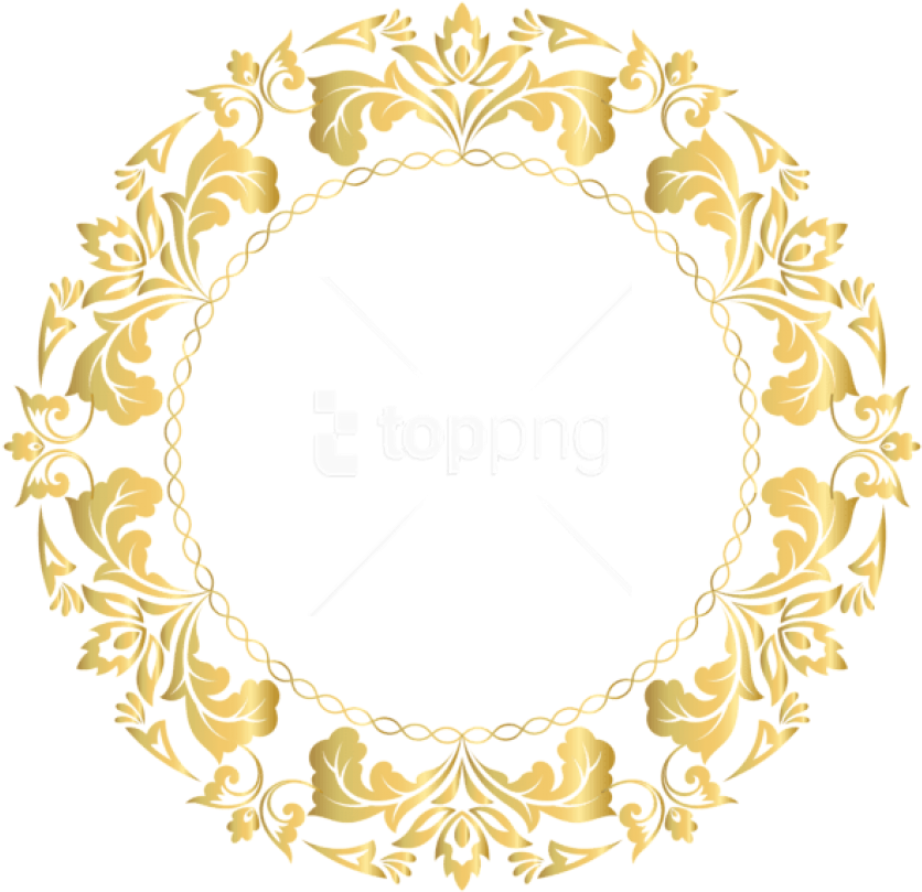 Free Png Download Floral Gold Round Border Frame Clipart - Gold Circle Border Design (850x824)