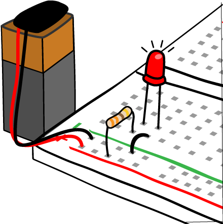 Ch2 Circuit Resistor Led Complete Large Unlabelled - Illustration (447x486)