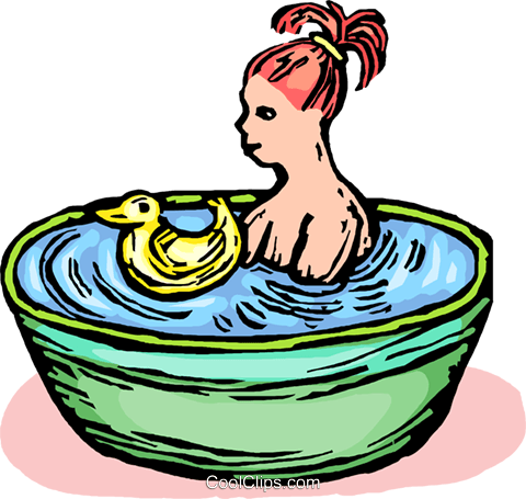 Little Girl In The Bath Royalty Free Vector Clip Art - Little Girl In The Bath Royalty Free Vector Clip Art (480x455)