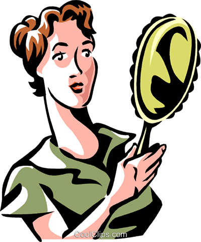 Woman Looking In A Mirror Royalty Free Vector Clip - Woman Looking In A Mirror Royalty Free Vector Clip (399x480)