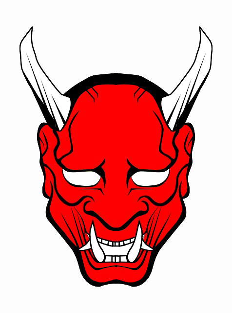 Devil Face Png Picture - Oni Mask Png (476x640)