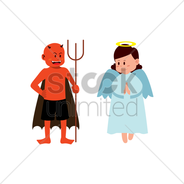 Devil And Angel Vector Image Stockunlimited Graphic - Angel Vs Devil Clipart (600x600)