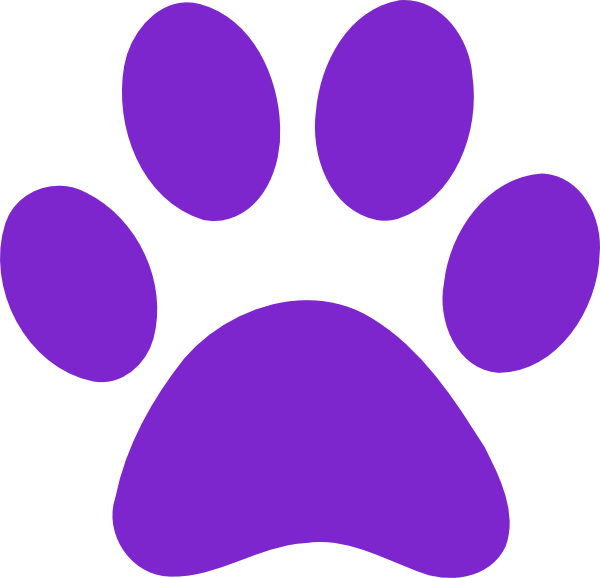Purple Paw Print Clip Art At Clker - Purple Dog Paw Print (600x578)