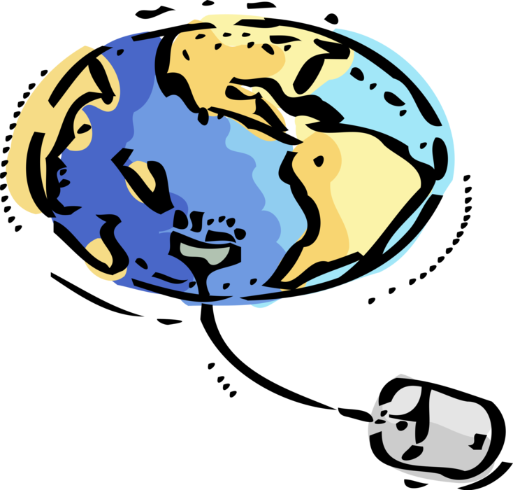 Vector Illustration Of Mouse Pointing Device Plugged - Vector Illustration Of Mouse Pointing Device Plugged (734x700)