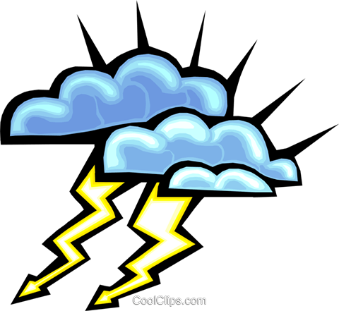 Nubes Rayo Libres De Derechos Ilustraciones De Vectores - Stormy Weather Clip Art (480x441)
