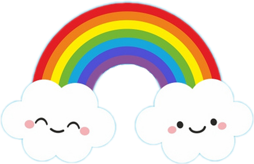 Nubes Sticker - Rainbow Cloud Clip Art (1024x712)