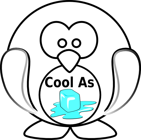 Cool As Ice Penquin Clip Art At Clkercom Vector Online - Free Black And White Clipart Of Winter Animals (600x598)
