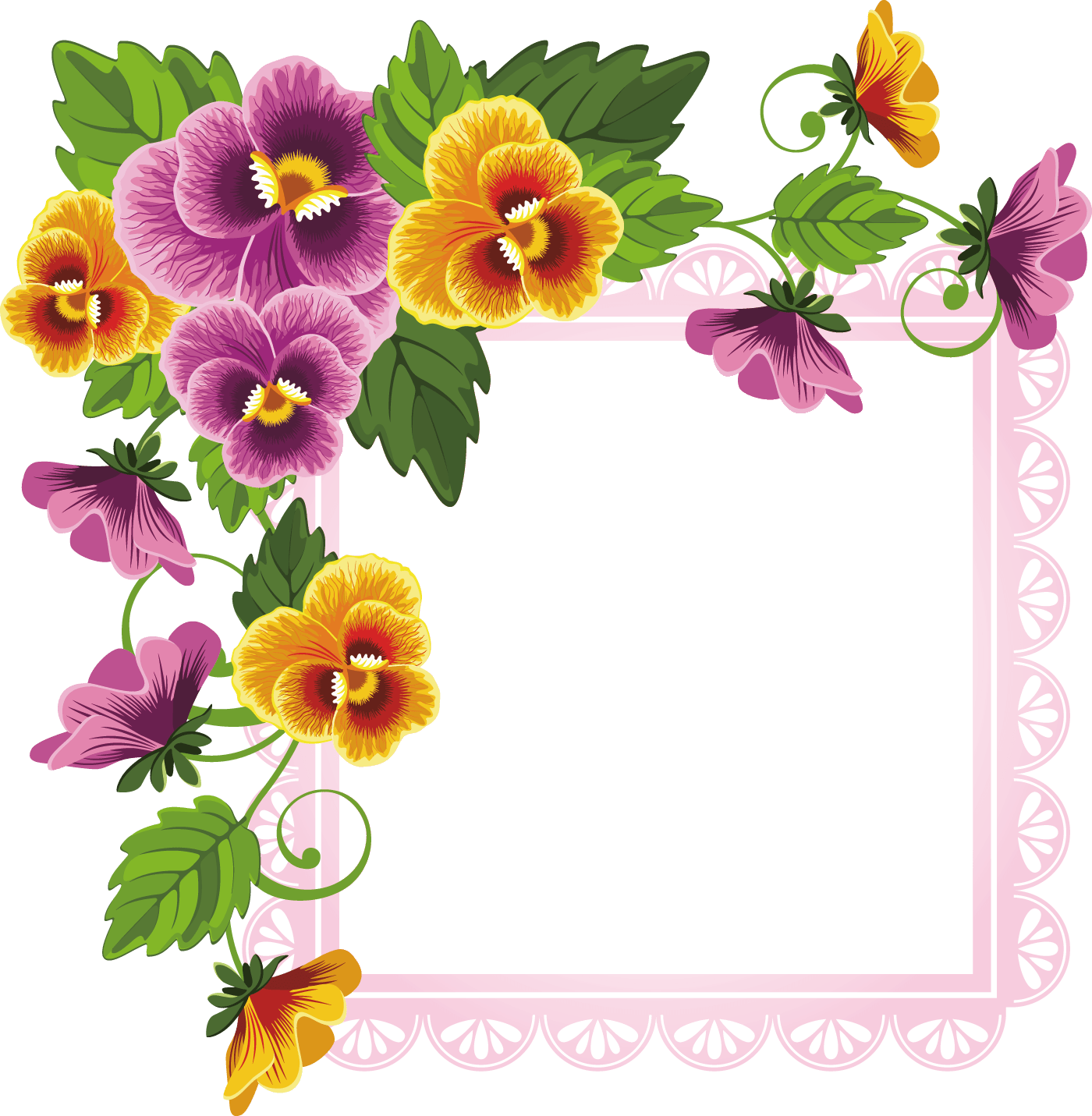 花のフレームのイラスト画像no 642パンジーフレーム無料のフリー素材集百花繚乱 - Flower Border Design For Papers (1400x1431)