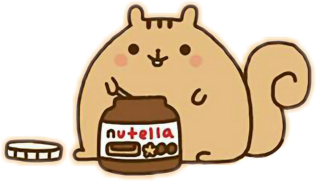 Cute Sticker - Pusheen Eating Nutella (1024x588)