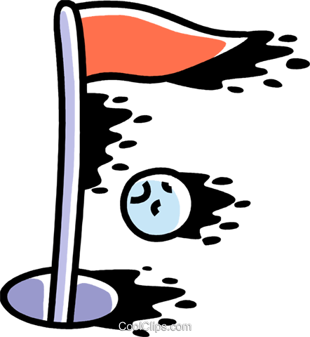 Golf Ball On Green Beside The Pin Royalty Free Vector - Golf Ball On Green Beside The Pin Royalty Free Vector (442x480)