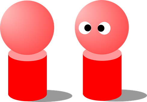 Dolls, Head, Eyes, Two, Red - Group Clip Art (489x340)