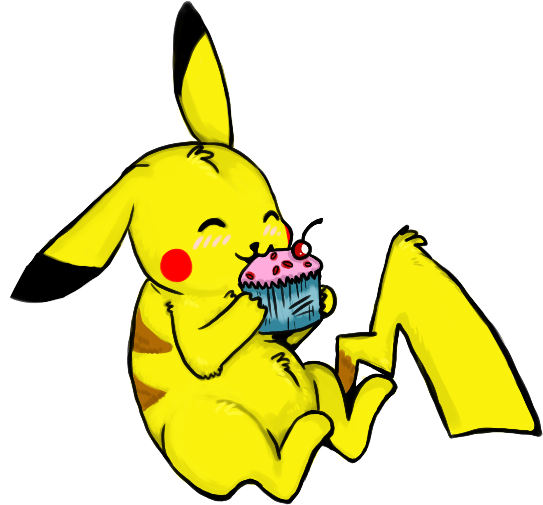 2262 X 2278 1 - Pikachu Eating A Cupcake (2262x2278)