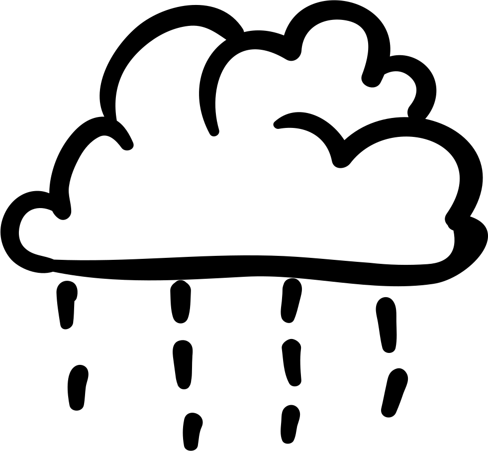 Cloud Of Rain With Raindrops Falling Handmade Symbol - Png Symbol Black And White Rain (981x906)