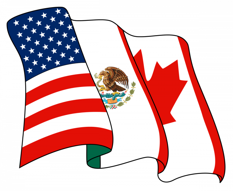 Talks Between The United States And Mexico Over The - Us Canada Mexico Flag (750x613)