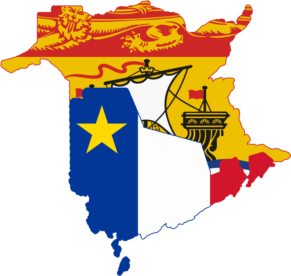 Flag Map Of New Brunswick And Acadia - New Brunswick Acadian Flag (1042x1024)