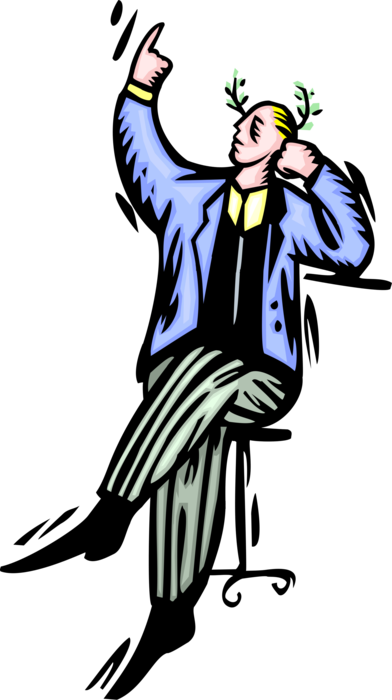 Vector Illustration Of Businessman Thinks He's Roman - Speaking (392x700)