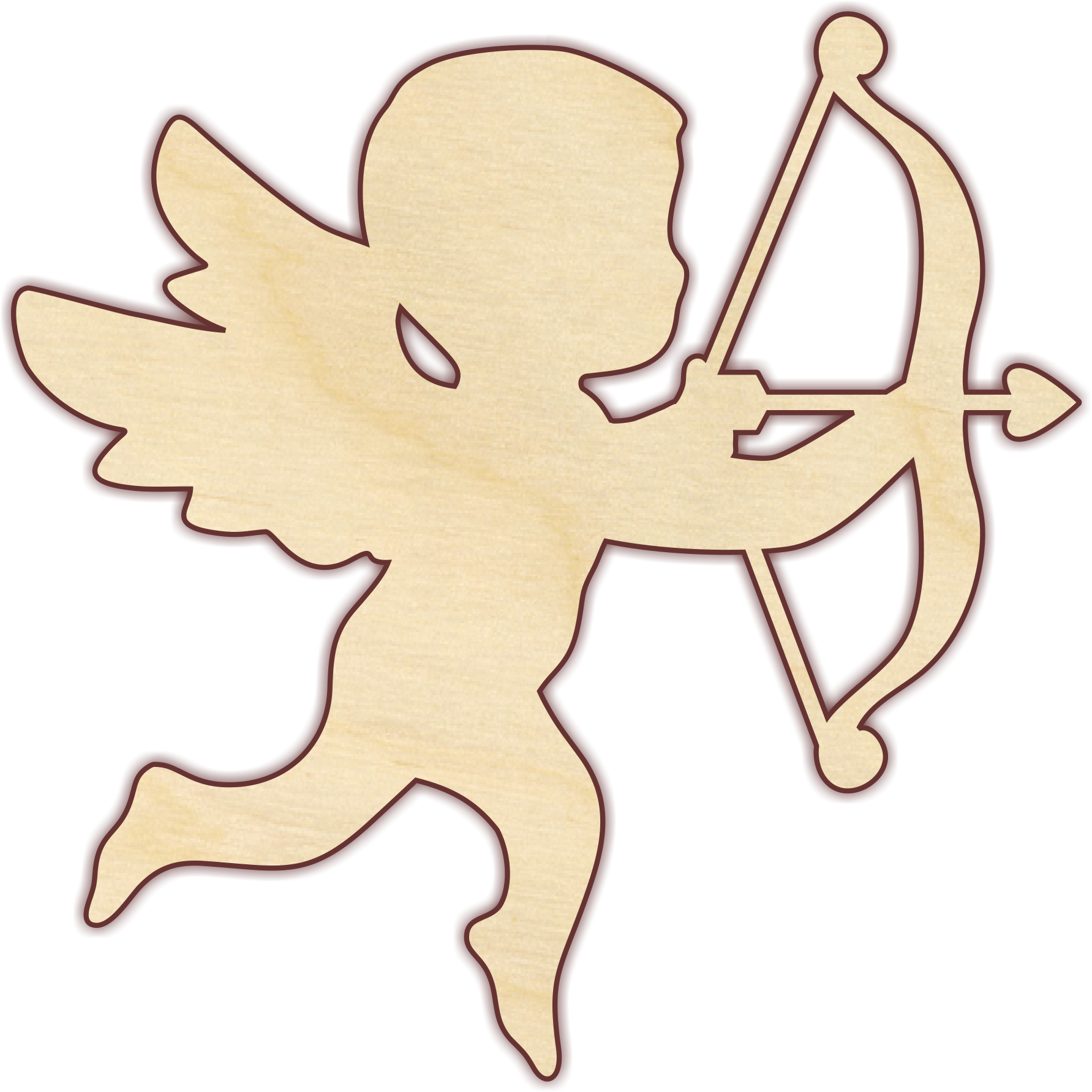 Cupid With Bow And Arrow Unfinished Wood Cut From 1/4" - Cupid With Bow And Arrow Unfinished Wood Cut From 1/4" (1783x1784)