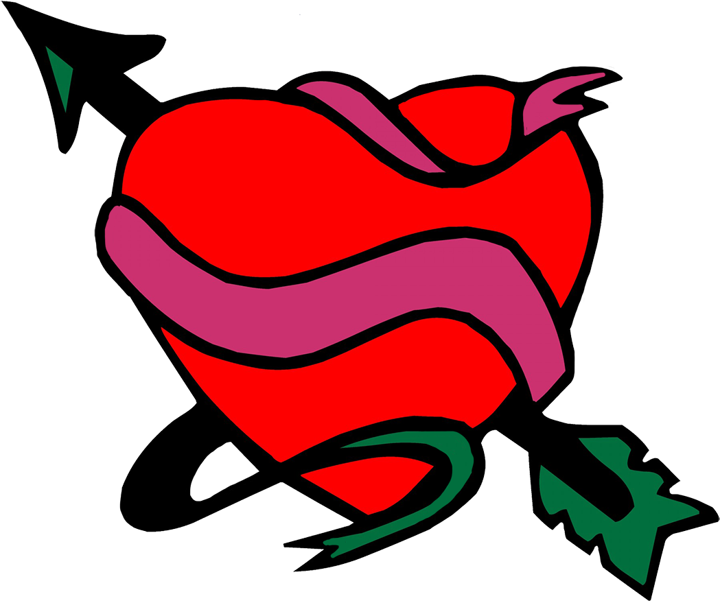 Cupid Bow Arrow Hearts, Heart With Ribbon And Arrow - Heart With Arrow (1049x879)