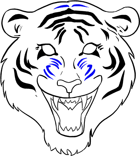 Big Cat Clipart Easy - Tiger Face Drawing Easy (678x600)