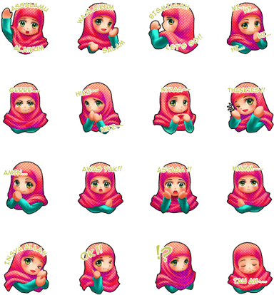 Sell Line Stickers Ultra Cute Hijab - Sell Line Stickers Ultra Cute Hijab (420x448)
