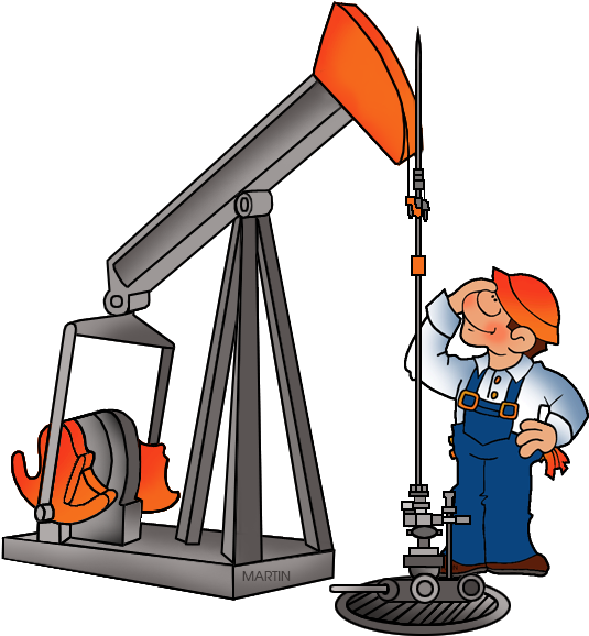 Oil Man And Oil Rig - Oil Rig Clip Art (581x615)
