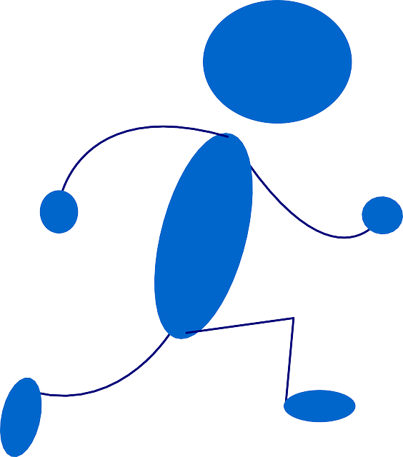 Blue, Stick, Symbol, People, Man, Sprint, Men, Running - Blue Man Clip Art (564x640)
