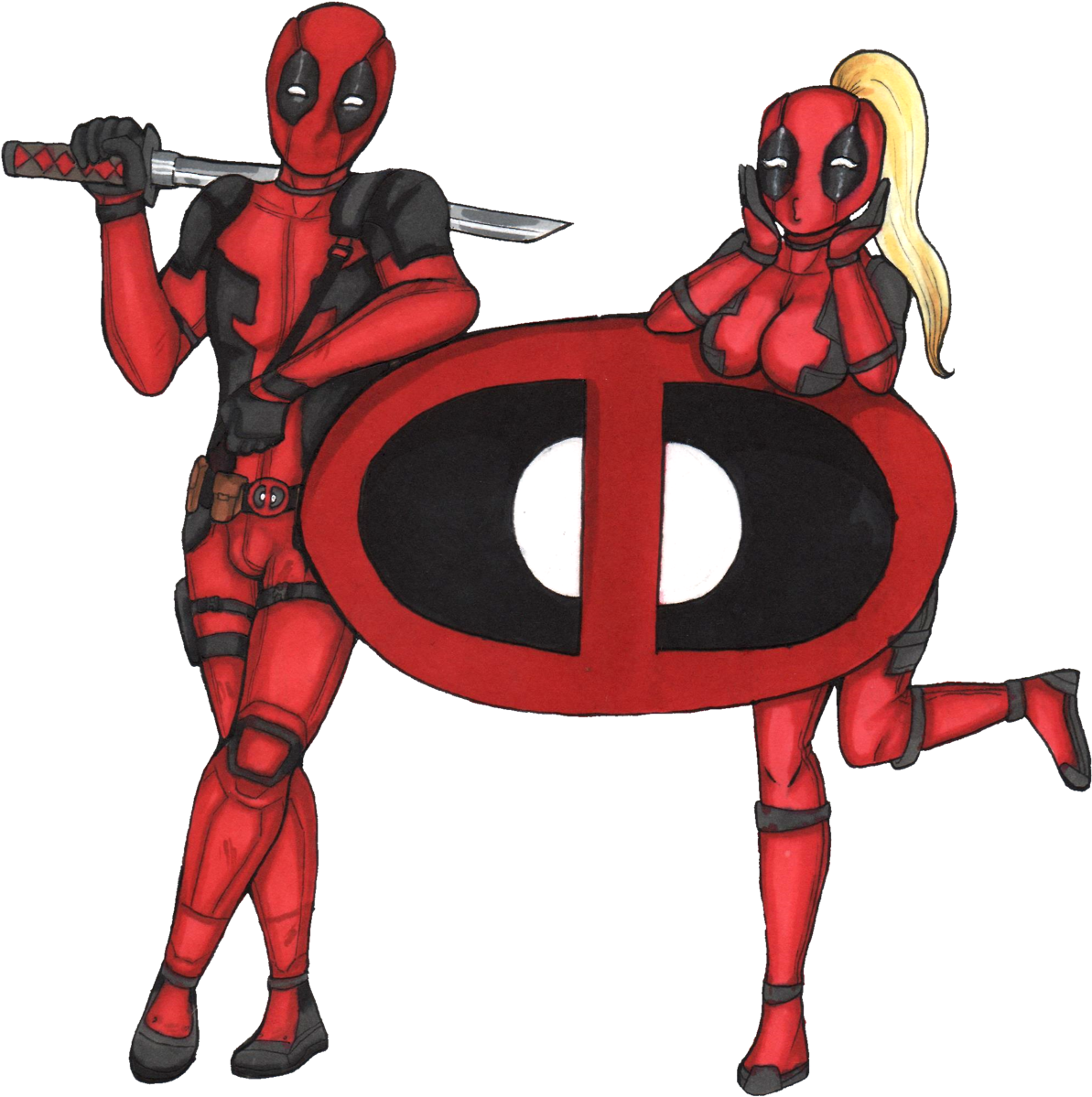 Deadpool And Lady Deadpool For Contest C - Deadpool (1280x1304)