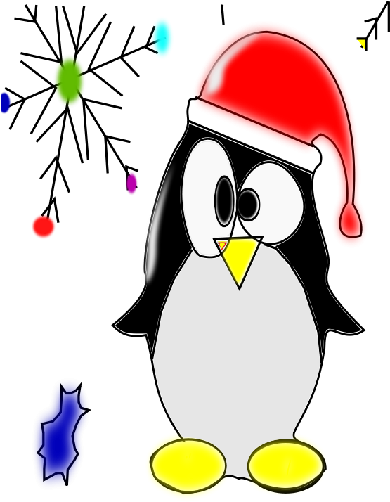 Free Linux Penguin - Christmas Penguin Clip Art (566x800)