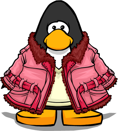 Pink Winter Coat From A Player Card - Penguin In A Coat (383x424)
