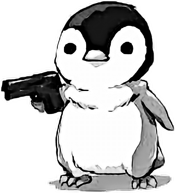 Penguin Gun Cute Pinguin Fofo Sticker Blackandwhite - Funny Pics For Profile (572x628)