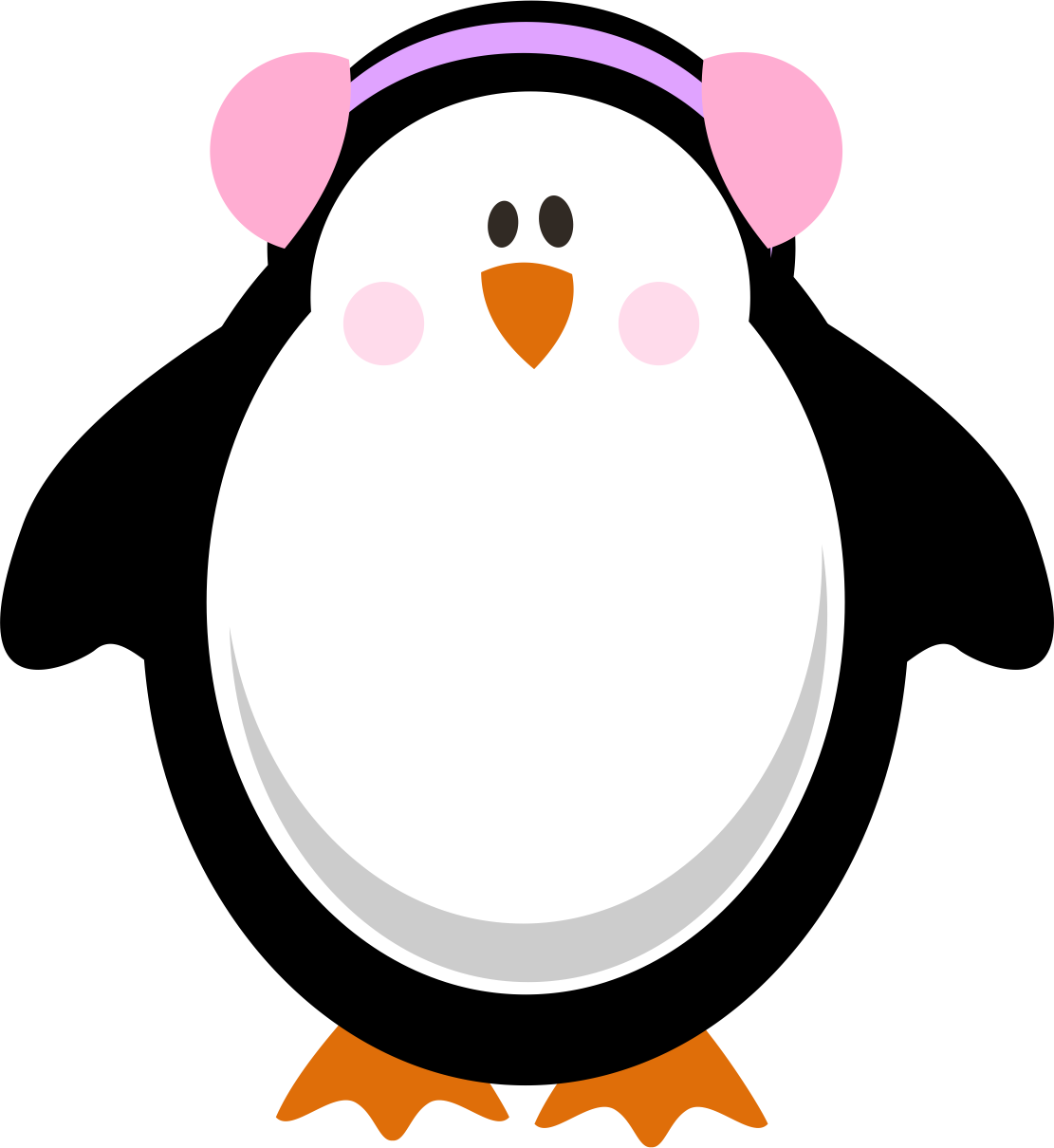 Penguin With Earmuffs - Clip Art (1111x1210)