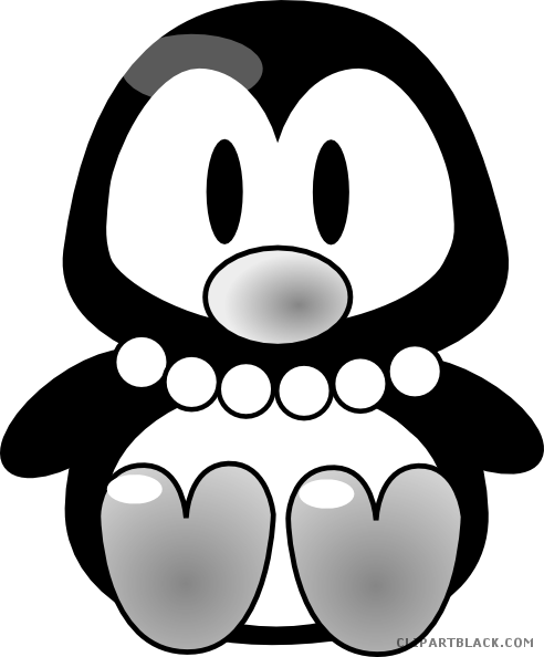 Baby Girl Penguin Animal Free Black White Clipart Images - Penguin Clip Art (492x594)