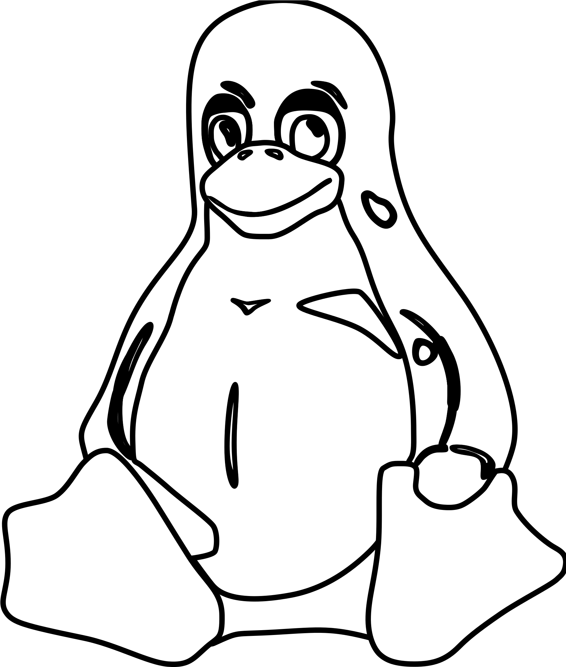 Penguin Outline Drawing At Getdrawings - Tux (2000x2353)
