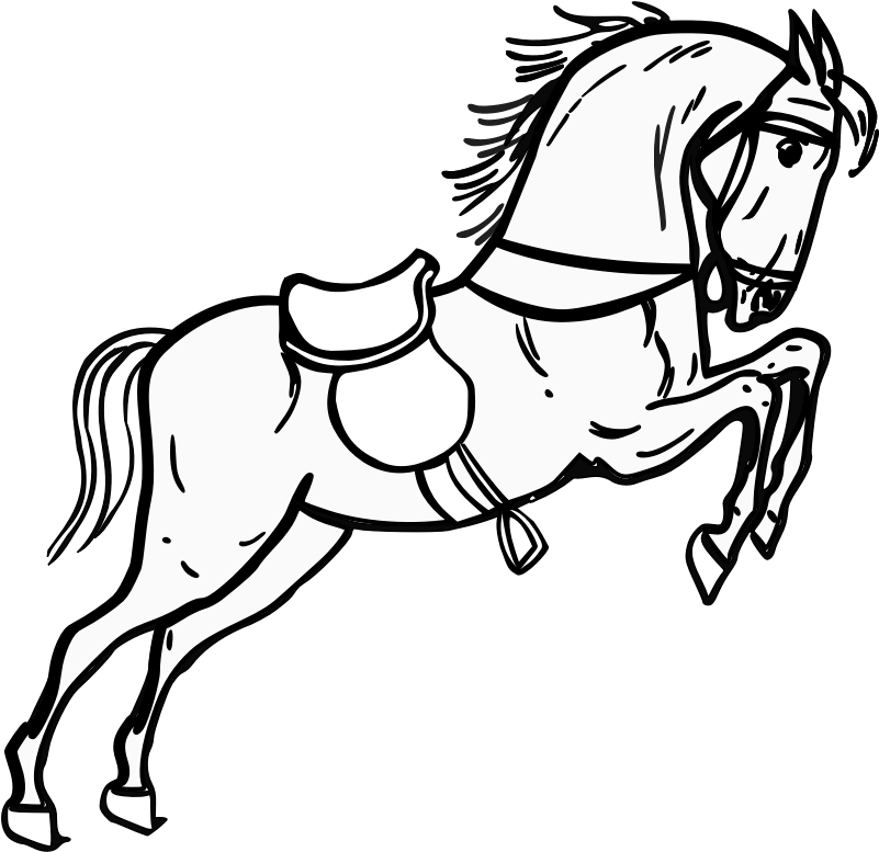 Jumping Horse Outline - Horse Black & White (800x800)
