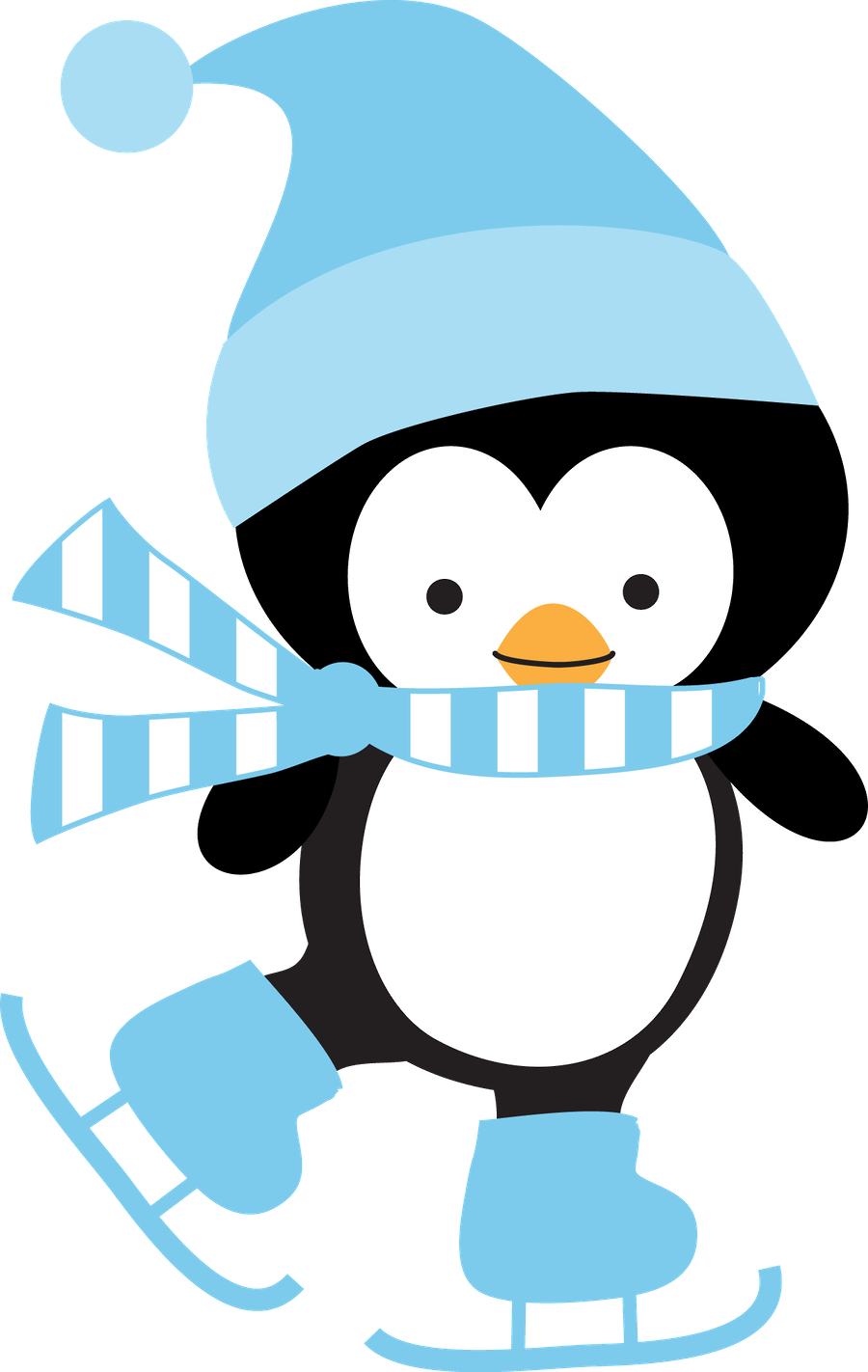 Cute Penguin Clip Art - Cute Cartoon Winter Penguins (900x1422)